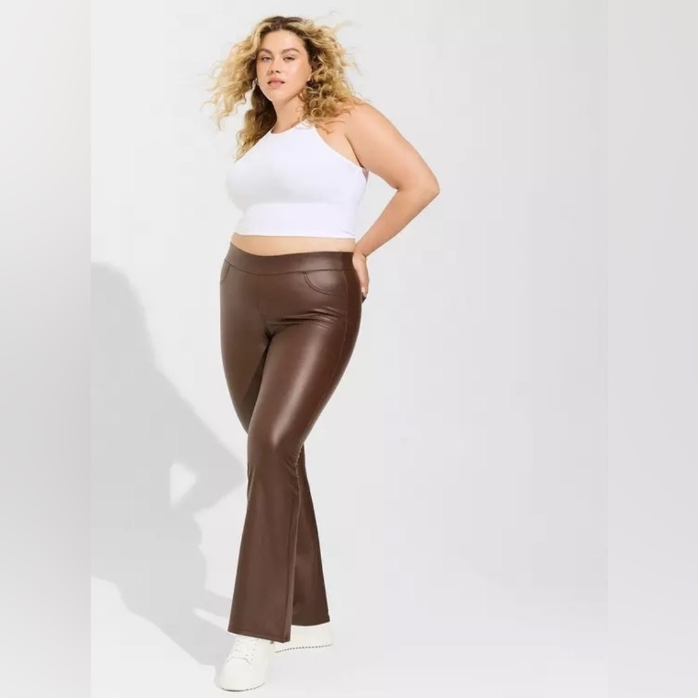 Torrid Signature Waist Full Length Faux Leather Slim Boot Legging Brown 3X